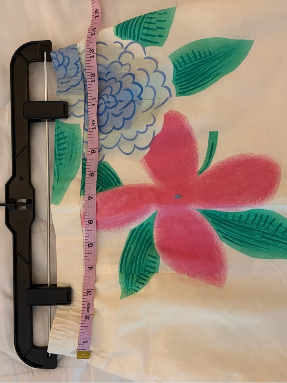 White Floral with Pink & Blue Blooms Pencil Midi Skirt - Picture 6 of 8